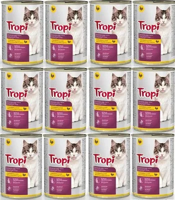 Produktbild von Nasses Katzenfutter mit Geflügel TROPI 415 g x 12 Stück POULTRY CAT