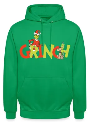 Produktbild von Spreadshirt Der Grinch Schriftzug Mit Grinch & Hund Max Uni Hoodie, XXL, Kelly Green