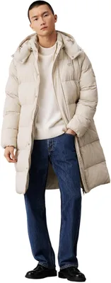 Produktbild von Calvin Klein Herren Mantel Essentials Long Parka mit Kapuze, Beige (Pelican), S
