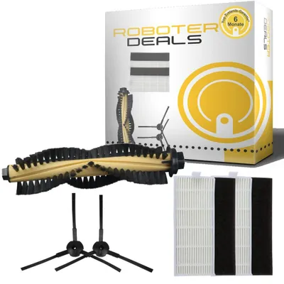 Image de Kit d'accessoires (jaune) pour aspirateur robot Ecovacs Deebot DM82 (2 filtres, 2 brosses latérales, 1 brosse principale)