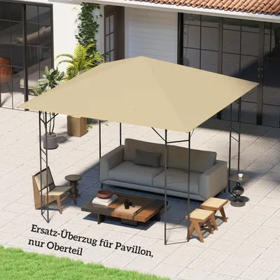 Produktbild von SUGIFT Pavillondach wasserabweisend, Ersatzdach für Pavillon 3x3 m, Dachbezug Oxford-Stoff 370 g/m², Beige  |  8 Ösen  |  UPF 30+  |  298 x 298 cm