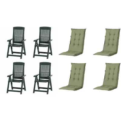 Produktbild von Progarden Klappsessel Tampa mit Auflage 4er Set grün / grün