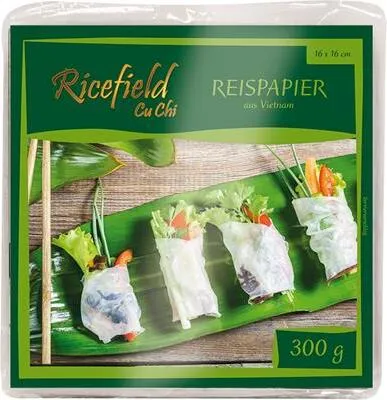 Produktbild von [ 300g ] Reispapier, eckig 16x16cm für Frühlingsrollen / aus Vietnam