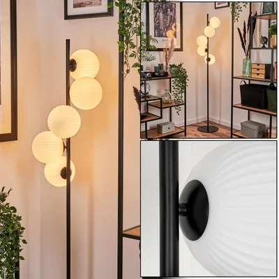 Produktbild von Garaguso Stehlampe aus Metall/Riffelglas in Schwarz/Weiß
