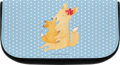 Produktbild von Mr. & Mrs. Panda Organizer Fuchs Mama - Blau Pastell - Geschenk, Kosmetiktasche, Make-up Täschchen, Schoß, kosmetiktäschchen, Kulturbeutel, Vatertag, Mutter, Umarmen