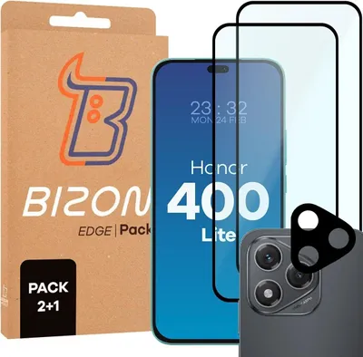 Produktbild von Bizon Edge 2 Pack 2x gehärtetes Glas + 1x Linsenschutz Honor 400 Lite 5G