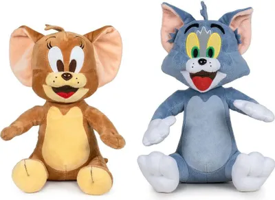 Produktbild von Tom und Jerry 2er Set - Plüsch Tom und Jerry ca. 28 cm - Jerry-Maus-braun und Tom-Katz-grau - Plüschtier Figuren zum sammeln und spielen