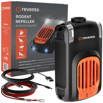 Produktbild von REVENTO® Protect – Ultraschall Nagetierschreck fürs Auto, Marder- und Mäuseabwehr, 12V, für Motorraum, Garage & Haus