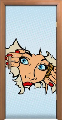Produktbild von Türposter 90x200 cm Türaufkleber Türtapete Türfolie Klebefolie Comic Cartoon Pop Art Retro Frau