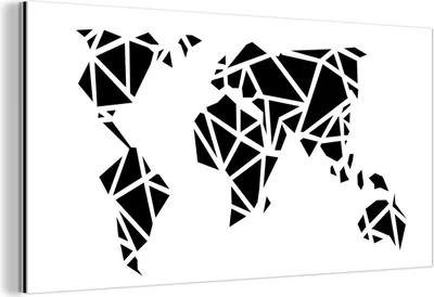 Obrázek produktu pro Nástěnná dekorace Kovový kovový obraz Wall Art 80x40cm Mapa světa - Umělecká - Černobílá Muchowow Hliníkové obrazy
