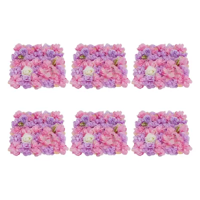 Produktbild von 6x künstliche Blumenpaneele 41,91*41,91cm Wandpaneele Hintergrund Wanddekoration (Rosa, Weiß, Lila)