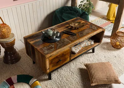 Produktbild von MASSIVMOEBEL24 Couchtisch Altholz 120x60x53 mehrfarbig lackiert SIXTIES #106