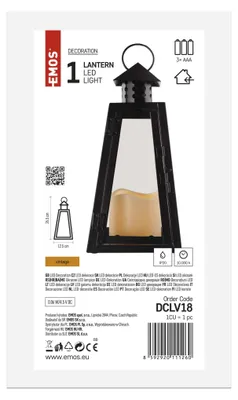 LED lucerna černá, hranatá, 26,5 cm, 3x AAA, vnitřní, vintage