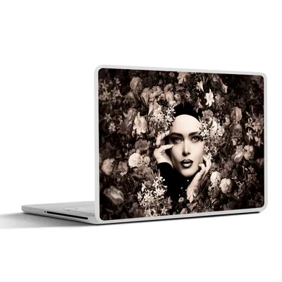 Produktbild von MuchoWow® Laptop Aufkleber Sticker Cover Frau - Blumen - Botanisch - Natur 30x22 cm - Laptop-Sticker