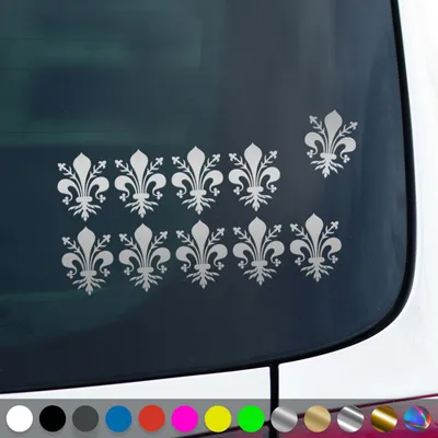 Produktbild von PantherPixel Lilie Aufkleber Set Florenz Fleur De Lis Lys Sticker Auto Geschenkidee Farbe Silber