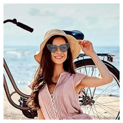 Produktbild von Herz-Sonnenbrillen für Damen - Herz-Kristall-Brille, Katzenauge, niedlich, Vintage-Klassiker, trendige Sonnenbrille für Frauen