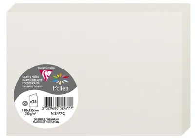 Produktbild von Clairefontaine Karte C6 Doppel 210g hellgrau 110x155mm 25 Stück