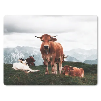 Produktbild von MuchoWow® Mauspad Mousepad Tiere - Kuh - Berg 40x30 cm - Mousepads - Maus Mat - Pad - Mausunterlage - Anti Rutsch