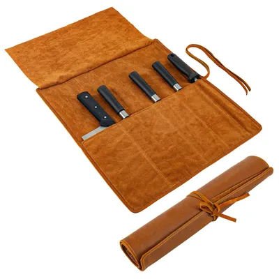 Productafbeelding van Solidchoice - Leren Kookmes Tas met Compartimenten voor Professionele Koks