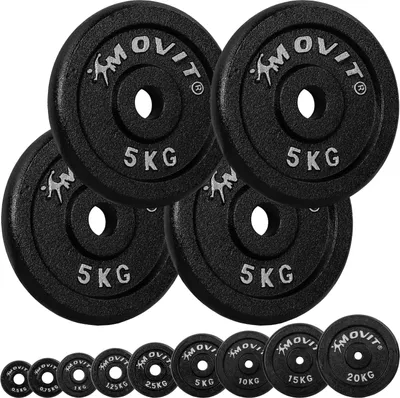 Produktbild von MOVIT Hantelscheiben Set PRO, Gusseisen, 4x 5,0 kg, Gewichte Gewichtsscheiben