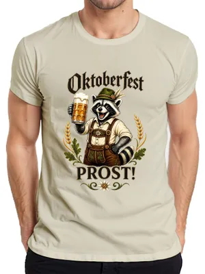 Imagen del producto de , PROST, pantalones de cuero (lederhose), jarra de cerveza (maßkrug), vestido tradicional (dirndl), , camiseta para hombre, color natural, talla 3XL