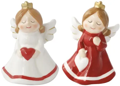 Productafbeelding van Twee keramische engeltjes, hoogte 9,5 cm
