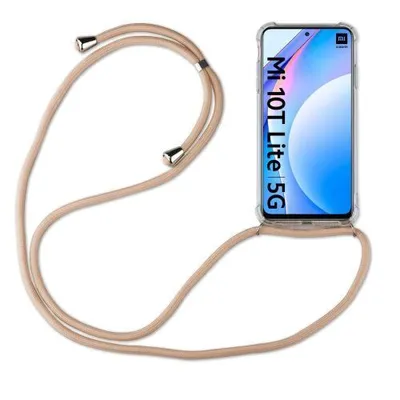 Produktbild von Xiaomi Hülle mit Band Schutzhülle Handykette Silikon Handy Tasche mit Schnur Neu Xiaomi Redmi Note 9 Beige / Braun