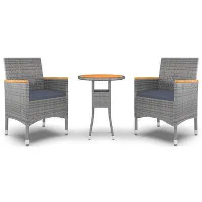 Immagine prodotto di Set da Pranzo per Giardino 3 pz in Polyrattan Grigio