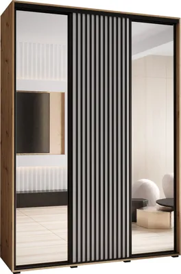 Produktbild von MEBLE KRYSPOL Sapporo 2 Schrank mit 3 Schiebetüren  - 205,2x170x45 cm - Artisan Weiß Schwarz