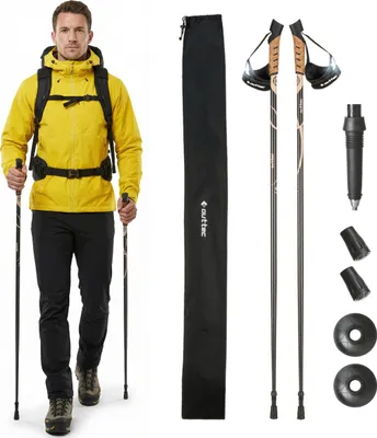 Obrázek produktu pro Outtec® Hikingové hole karbonové, Nordic Walking hole - 115 cm - Ultralehké trekingové hole pro muže a ženy - turistika, trekking