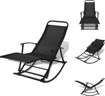 Image de vidaXL Fauteuil à bascule de jardin pliable noir - Chaises de jardin