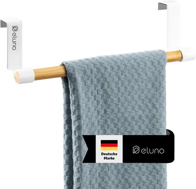 Produktbild von eluno Geschirrhandtuchhalter mit Bambus ohne Bohren zum Einhängen weiß