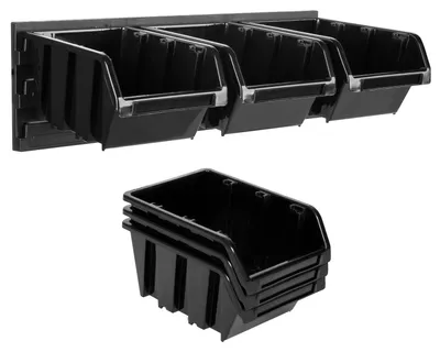 Produktbild von Werkzeugtafel für die Werkstatt - Wandmontierte Garagenaufbewahrung - 390 x 130 mm - 3 Ablageschalen