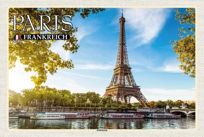 Produktbild von vianmo Holzschild 20x30 cm Paris Frankreich Eiffelturm Straße Stadt