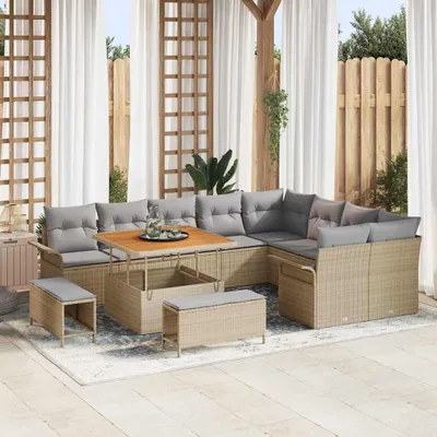 Produktbild von "2026 Promotion" Gartensofa-set mit Kissen - 12 pcs - Beige Poly-Rattan - Gartenmöbelset CC19651