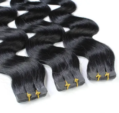 Obrázek produktu pro hair2heart Tape Extensions Lidské vlasy vlnité - 10 pásků 2,5g 50cm Black