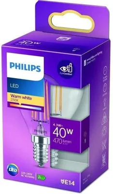 Immagine prodotto di Lampadina LED, Philips, equivalente a 40 W, sferica E14, bianco caldo, non dimmerabile, durata 30.000 ore
