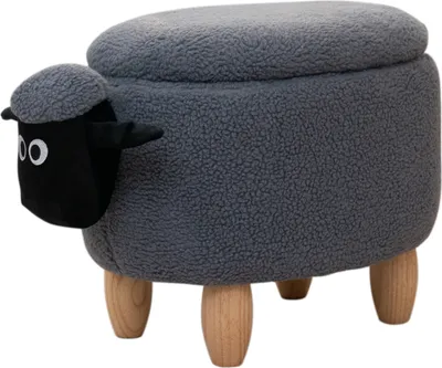 Produktbild von Tierhocker Schaf Grau mit Staufach, 55x33x37 cm (LxBxH), bis 120 kg