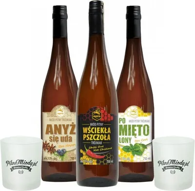 Produktbild von Set mit 3 Craft Mets mit 2 Bechern | 2250ml | 13% Alkohol Metwein | Polnische Produktion