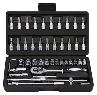 Produktbild von 46-teiliger 1/4-Zoll-Steckschlüsselsatz, mechanisches Werkzeugset für Heim- und Kfz-Reparaturen
