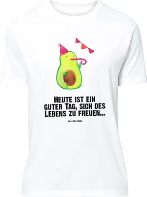 Produktbild von Mr. & Mrs. Panda Größe L T-Shirt Avocado Party - Weiß - Geschenk, Geburtstag, Shirt, mit Spruch, Tshirt, Schulabschluss, Happy Birthday