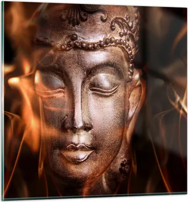 Produktbild von Bilder auf glas - Buddha Statue Geheimnis - 70x70cm - Glasbilder - Wandbilder - Kunstdruck - zum Aufhängen bereit - Wanddekoration aus Glas - Glas Bilder - Wandbild auf Glas - GAC70x70-2620