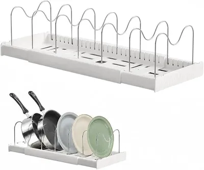 Produktbild von PolkaHome® Topfdeckelhalter, Deckelhalter mit 9 verstellbaren Trennwänden, ausziehbarer Topfdeckel-Organizer für Schränke,