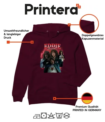 Produktbild von Eddie Munson Hellfire Club Stranger Metal Geschenk Hoodie Kapuzenpullover, Burgundy, M