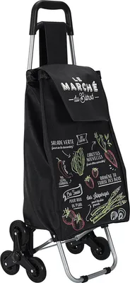 Produktbild von HowHomely | Einkaufswagen - Einkaufstrolley - 50 l - Schwarz - Tragetasche - mit Rädern