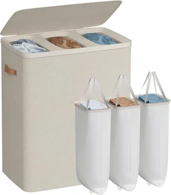 Produktbild von Wäschekorb 190L Cappuccino Beige Stoff