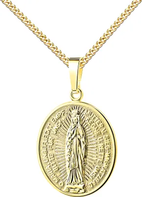 Produktbild von Madonna Milagrosa Anhänger massiv aus 925 Silber vergoldet . Mit Kette 60 cm