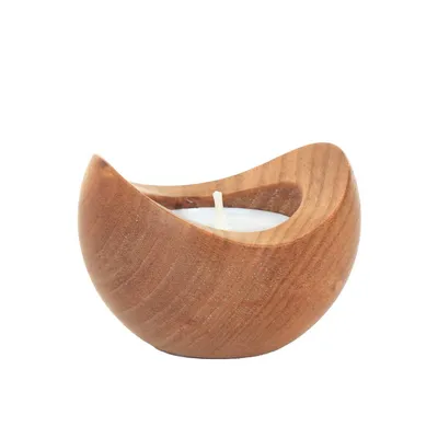 Produktbild von 3er- Set Teelichthalter aus Holz Süßkirche Deko Kerzenständer Tischdeko 36402