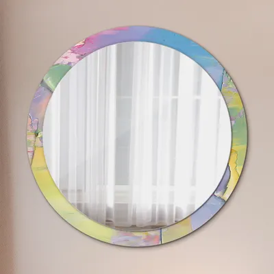 Produktbild von Ø100cm Spiegel - Glasrahmen mit Aufdruck - Wandspiegel Schlafzimmer - Öl Farbe Textur