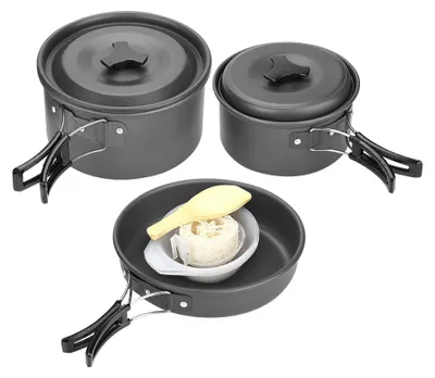 Immagine prodotto di Set di pentole da campeggio, facile da trasportare, senza rivestimenti tossici, pentola antiaderente da picnic per